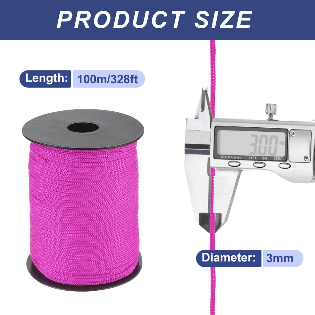 Polypropylen-Seil 3mm Polypropylenseil 10Om PP Flechtleine Textilseil Leine Nylonschnur Schnur Rei?feste Rope Kunststoffseil fš¹r W?scheleine Cam...