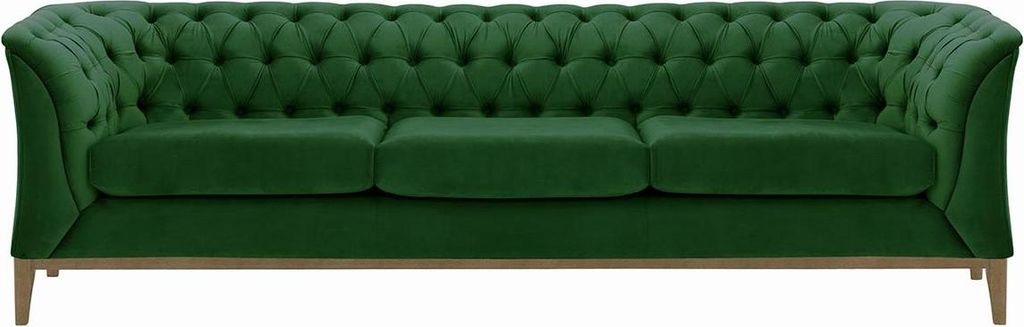 Dreisitzer-Sofa Chesterfield Modern Wood-Velluto 10-oak wax black