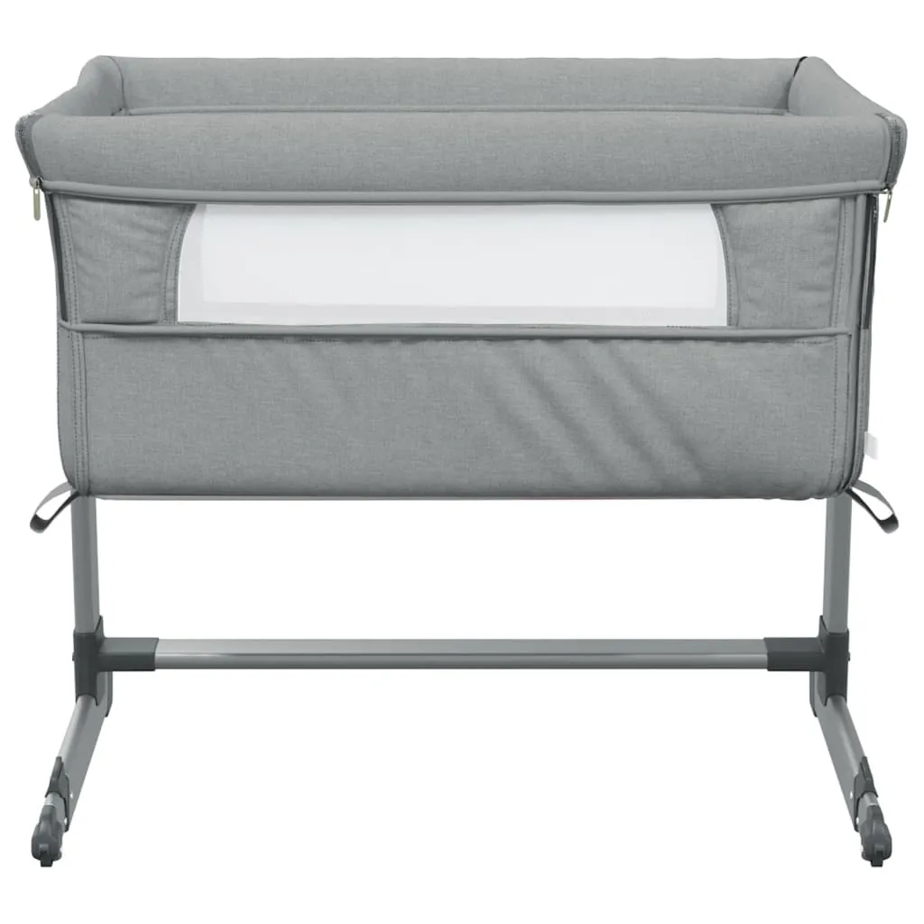 Lit bébé prêt à dormir matelas inclus et textile lin gris clair doux - 3