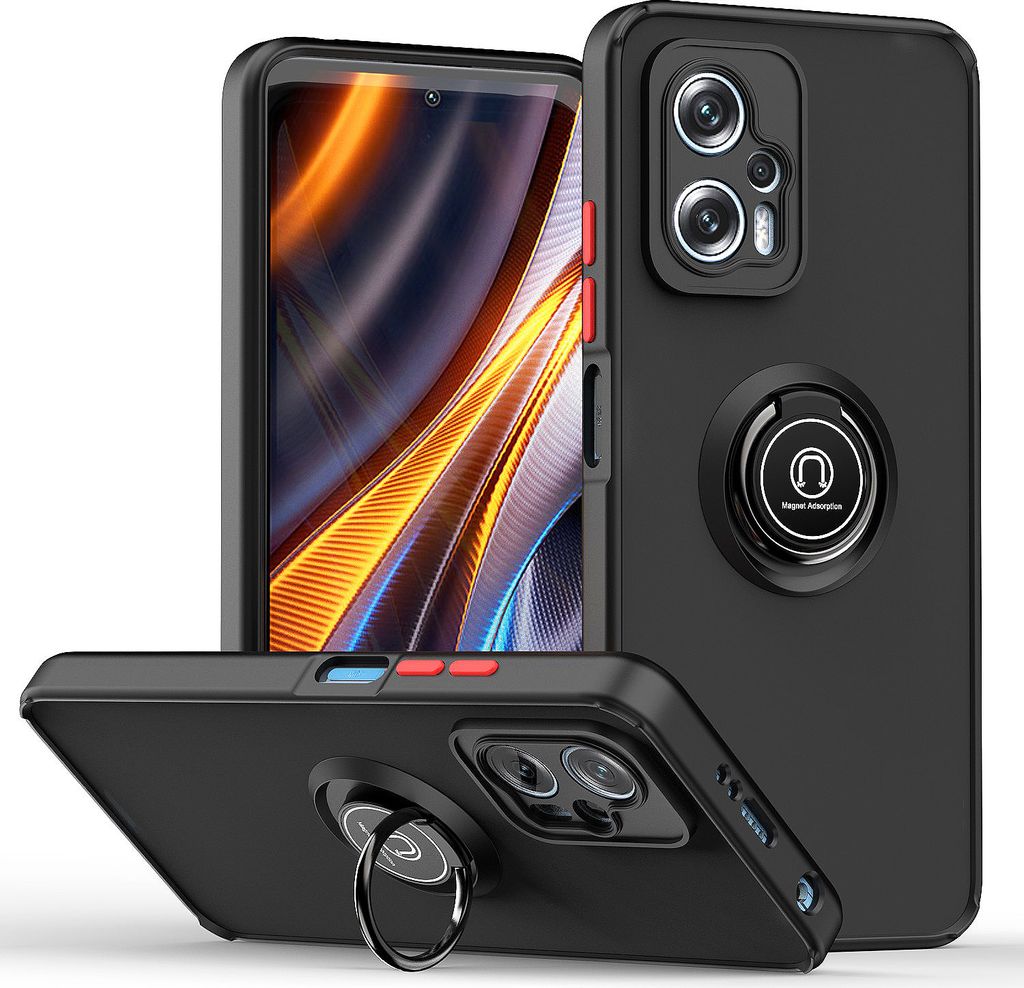 Xiaomi Poco X4 GT Hülle, Ring Halter Ständer Matte Transluzent TPU Rahmen Stoßfest Schutzhülle für Xiaomi Poco X4 GT/Redmi K50 Gaming