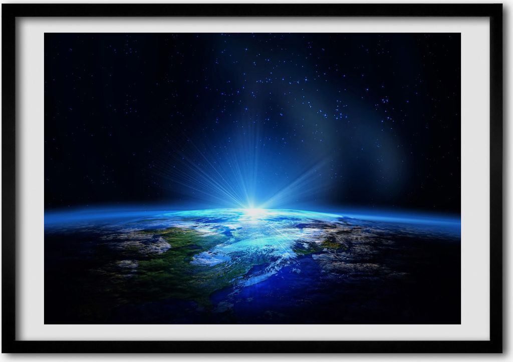 Bild - Bilder - Bilderrahmen - 70 cm x 50 cm - MDF-Rahmen, Wandkunst Planet Erde
