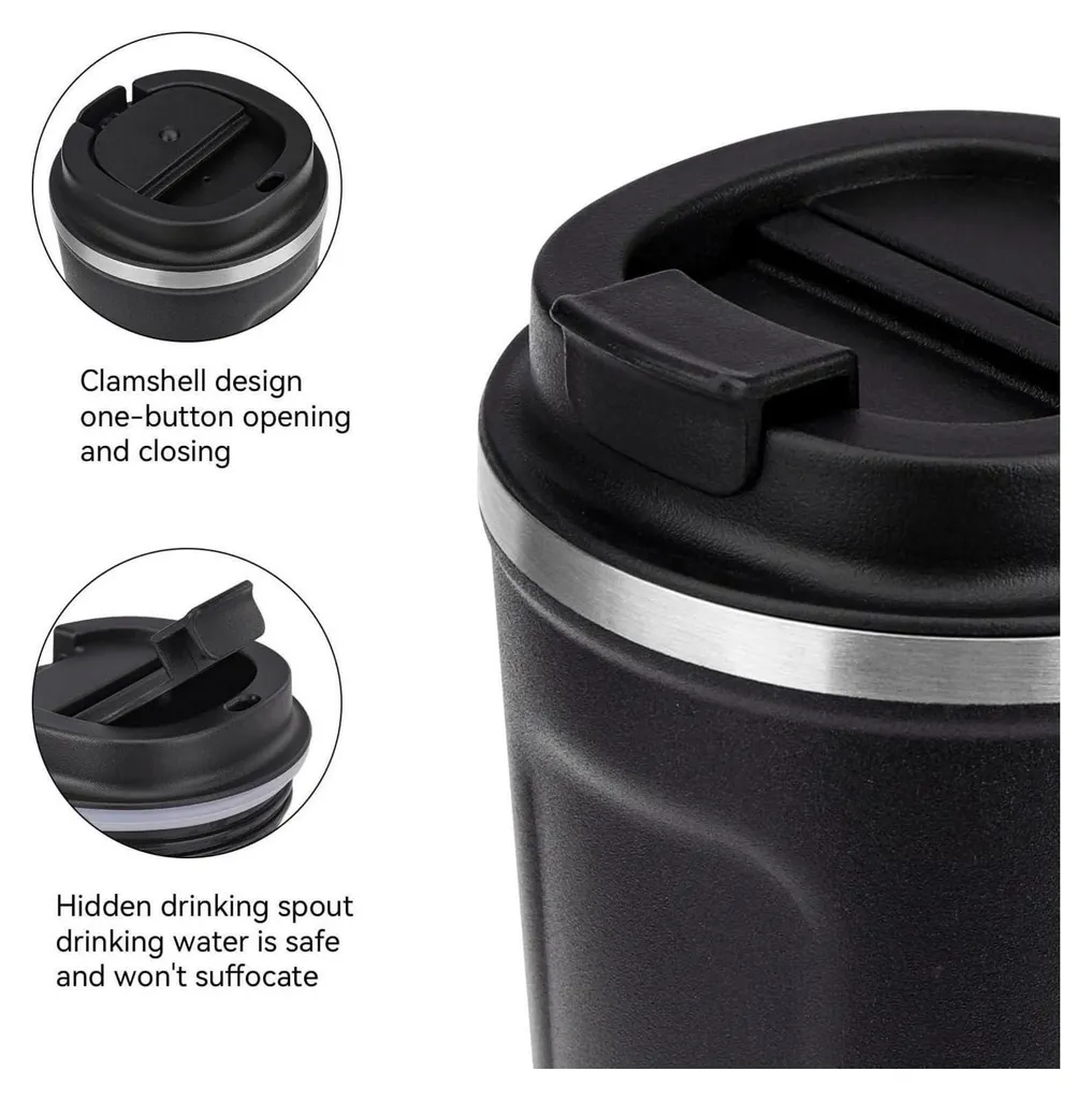 Tazza Per Muesli To Go In Acciaio Inox, Isolata, Nero, Compatta E Resistente