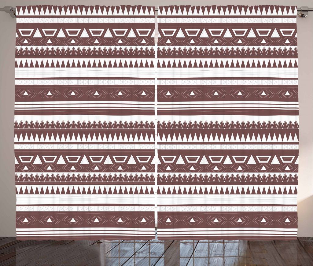 ABAKUHAUS Ethnisch Rustikaler Vorhang, geometrisches Design, Wohnzimmer Universalband Gardinen mit Schlaufen und Haken, 280 x 245 cm, Mauve Taupe u...