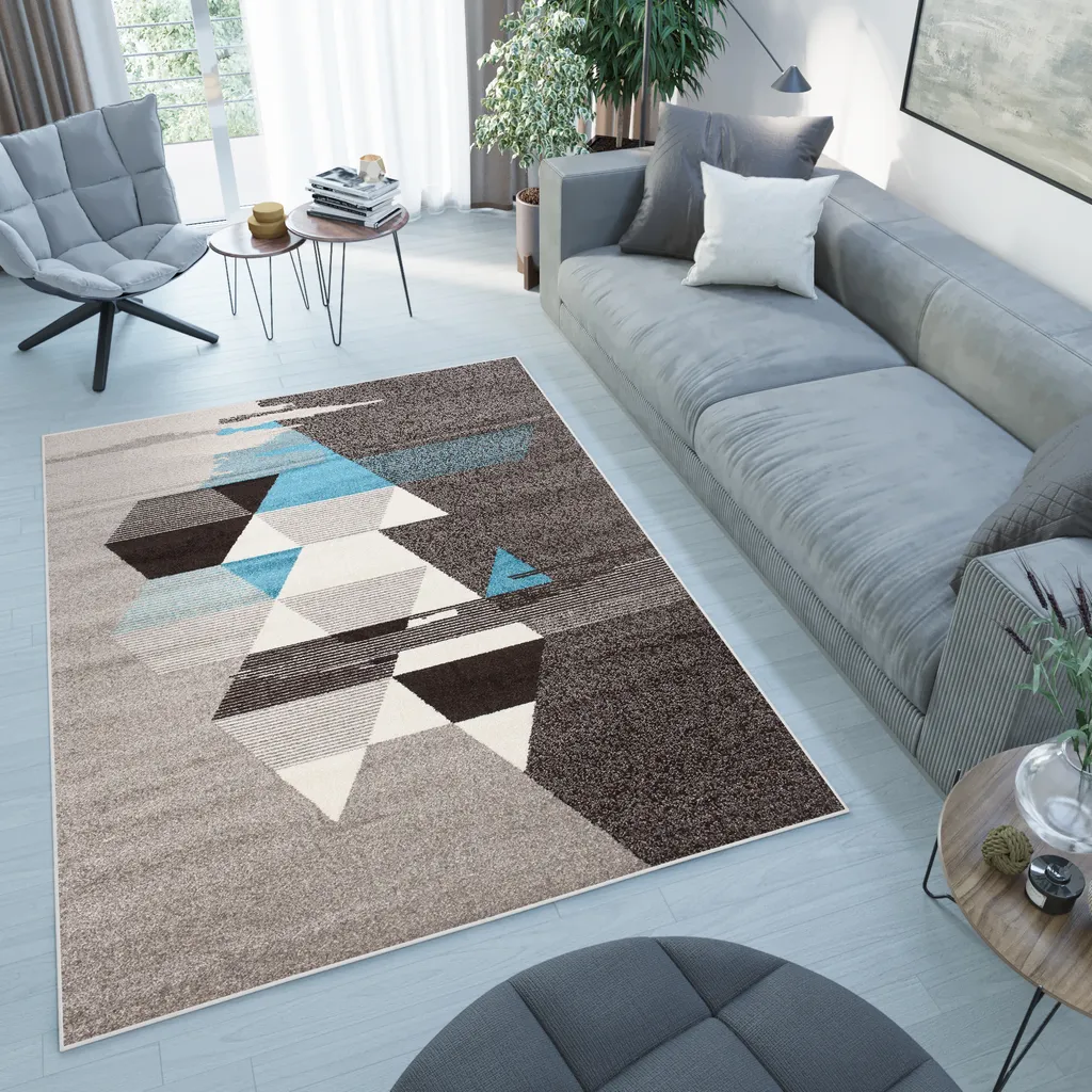 Tapis design moderne gris bleu chiné 300x400 cm - Qualité Oekotex Pro