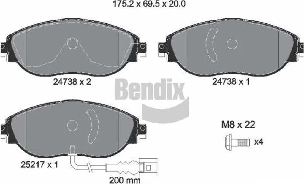 Plaquettes de frein BENDIX haute performance OE 3C0698151E Sharan CC