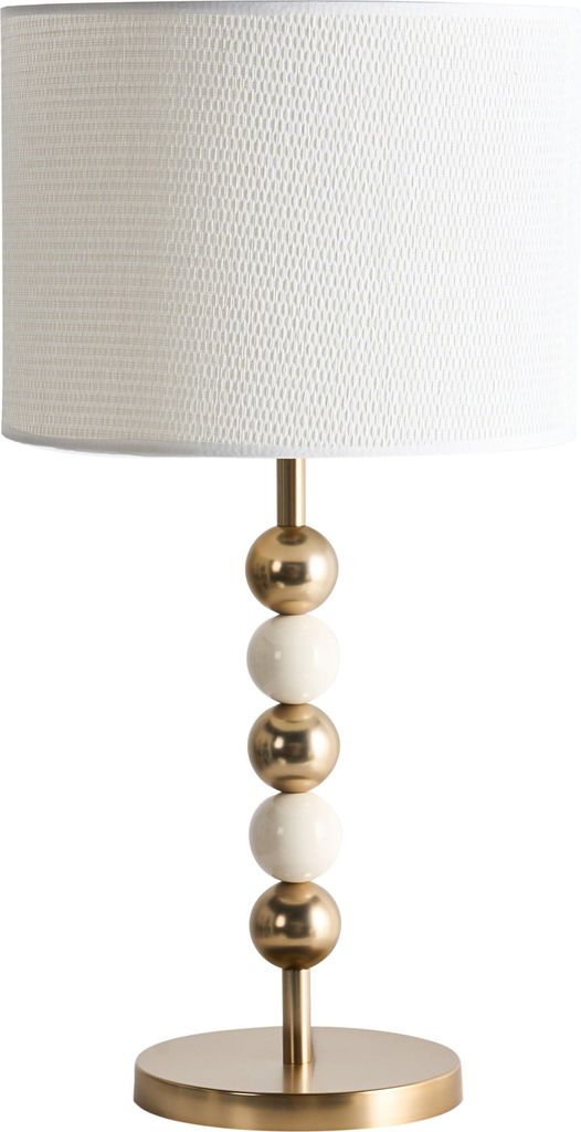 BELIANI Tischlampe Messing u. Beige Metall mit Stoffschirm Produktbild 
