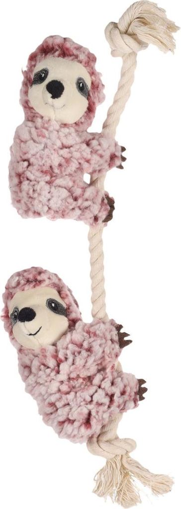 Flamingo Hundespielzeug zwei Faultiere mit Seil Hangta altrosa