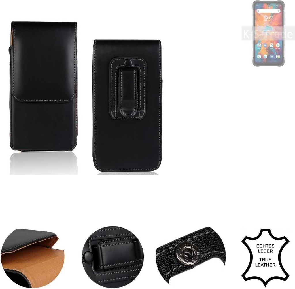 K-S-Trade Holster Gürteltasche Handy Hülle Schutzhülle kompatibel mit UMIDIGI Bison X10 Pro Handyhülle Leder schwarz, 1x