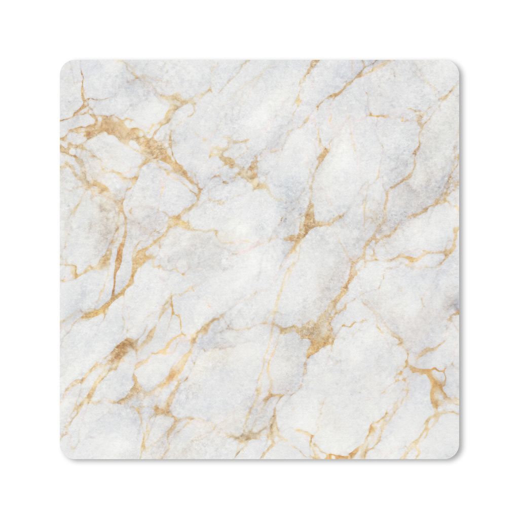 MuchoWow Mauspad Mousepad Marmor - Weiß - Gold - Abstrakt 30x30 cm - Mousepads - Maus Mat - Pad - Mausunterlage - Gaming