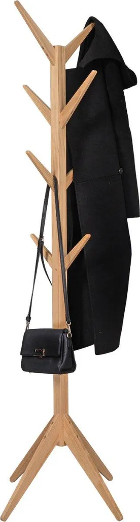 Happyment Armadio a muro - 8 ganci - Stendibiancheria indipendente - Legno massello pregiato - 180 cm - Marrone