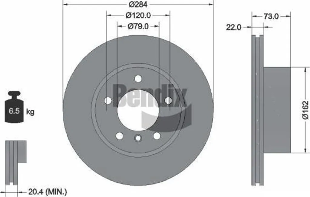 Disque de frein ventilé BENDIX BDS1043 haute résistance OE 34116764629