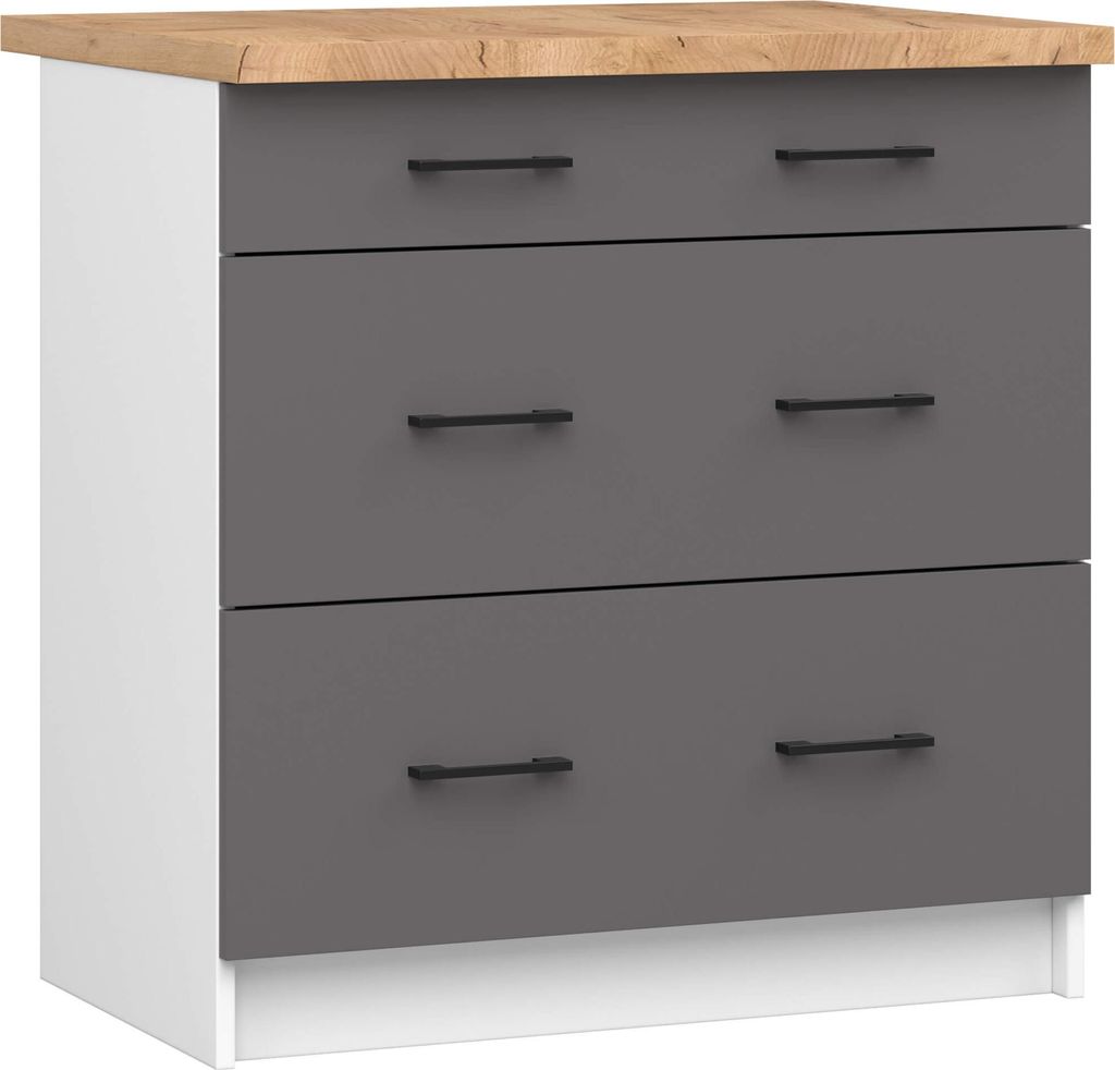 Akord Schrank Oliwia Mit Platte In Weiß‐Grau Und Graphit 46X80X58 Cm