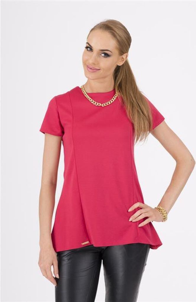 Damen Longshirt elegant Asymetrisch; Dunkelpink/S/36
