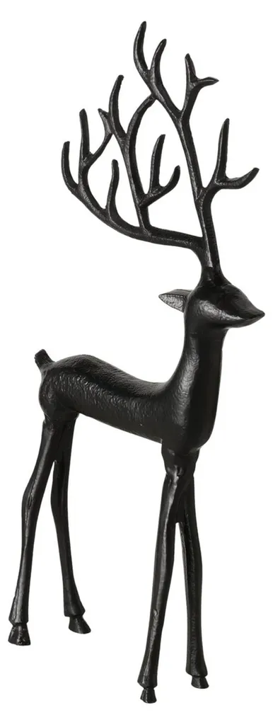 Figurine cerf Rupert 38 cm - Déco noire stable pour meuble et étagère