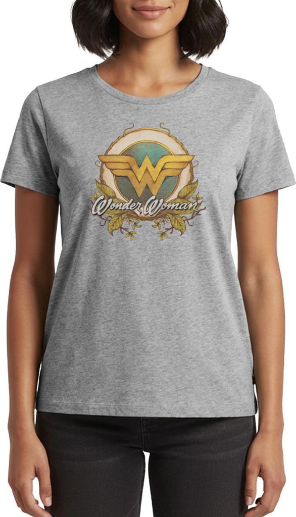 Spreadshirt DC Comics Wonder Woman Logo Mit Ranken Frauen Premium T-Shirt, XXL, Grau meliert