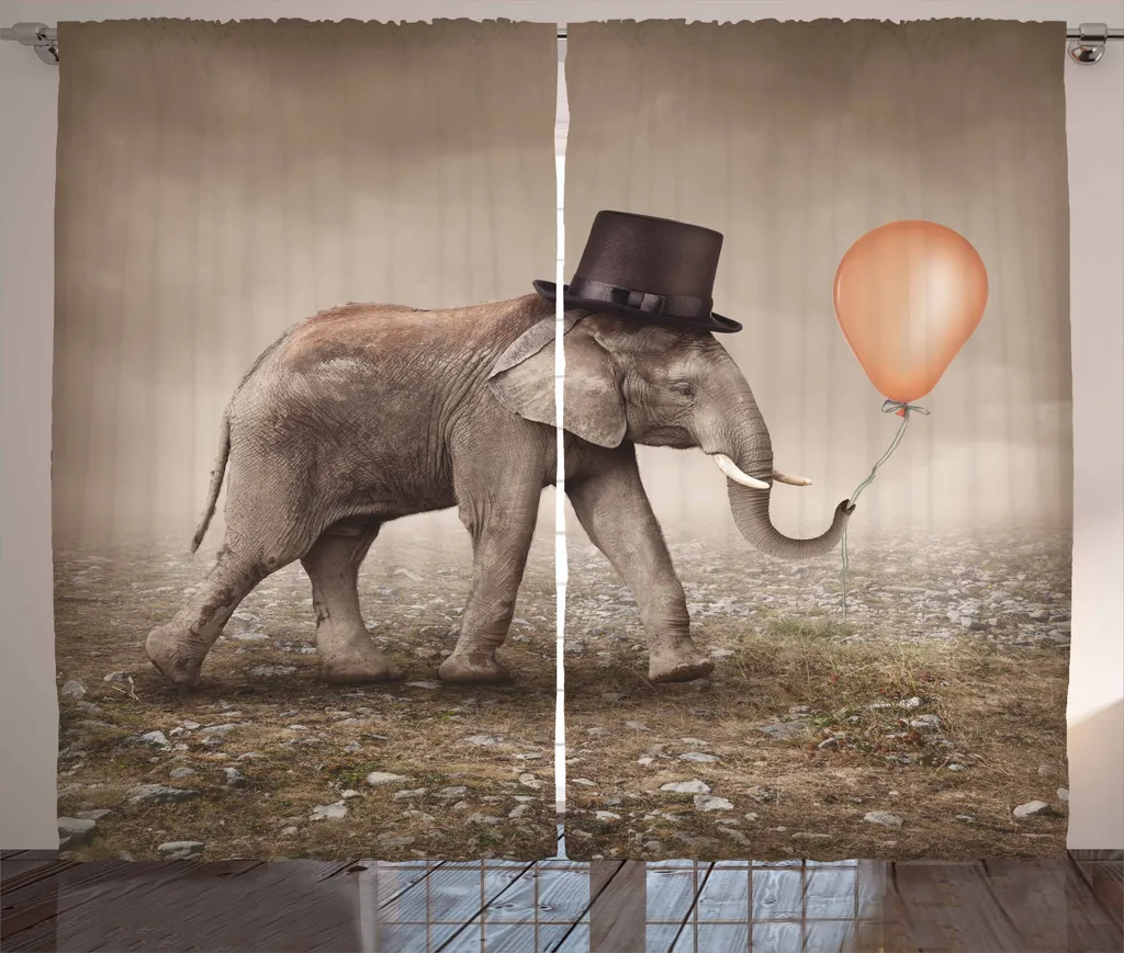Rideau Décoratif Éléphant : Solution pour Grand Salon et Baie Vitrée