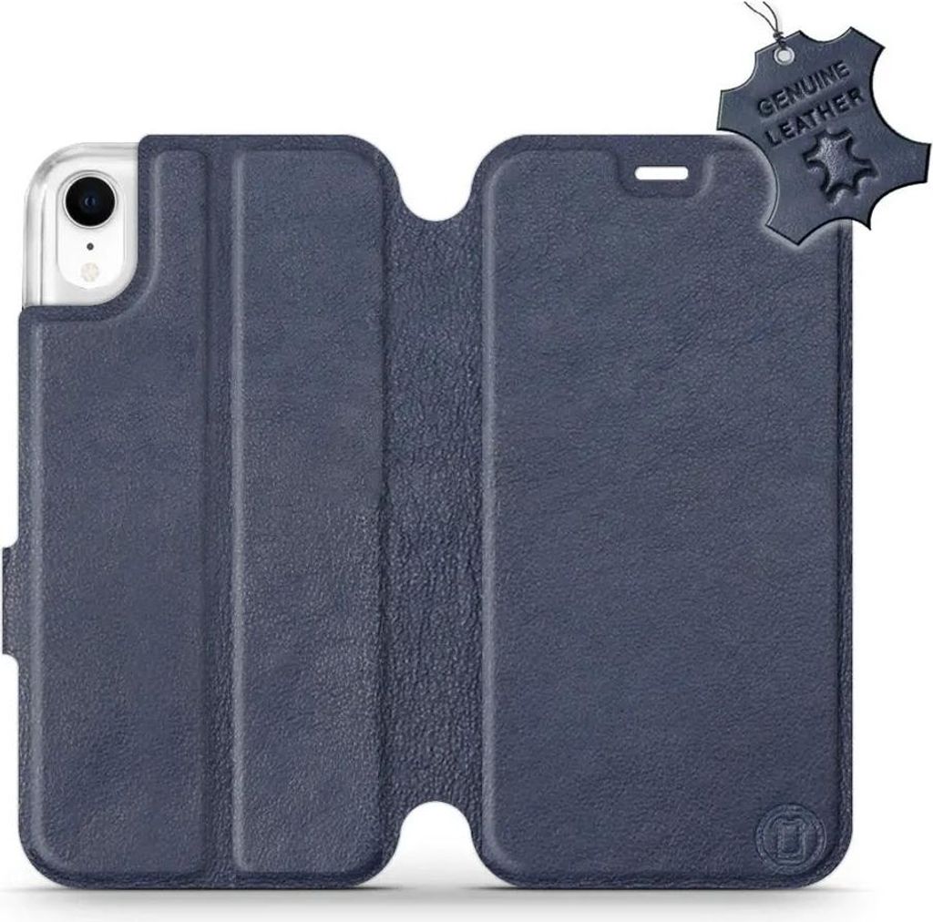 Echtleder Handyhülle für iPhone Xr, Mobiwear Leather, Dunkelblau