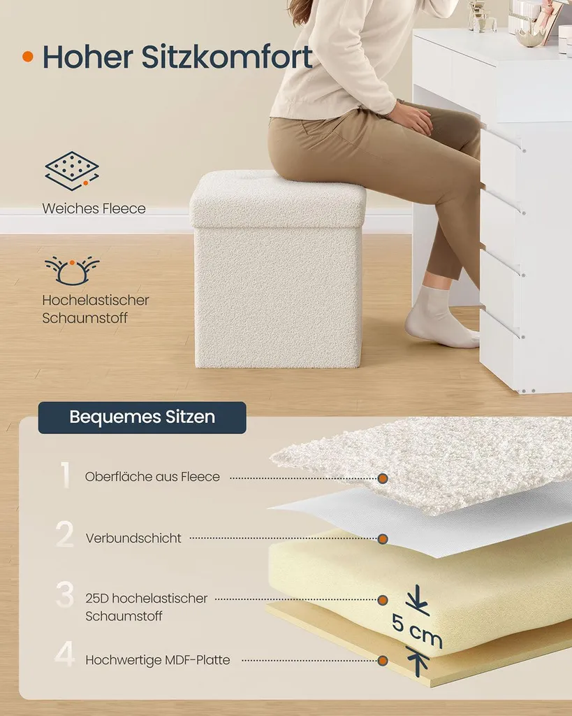 Siège d'appoint avec rangement intégré Rootz pour salon et chambre