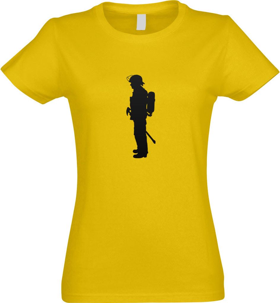 Kiwistar - T-Shirt tailliert - Damen - gelb - Feuerwehrmann - Einsatz - mit Motiv Bedruckt - Funshirt Design - Sport - Freizeit - Damen - M