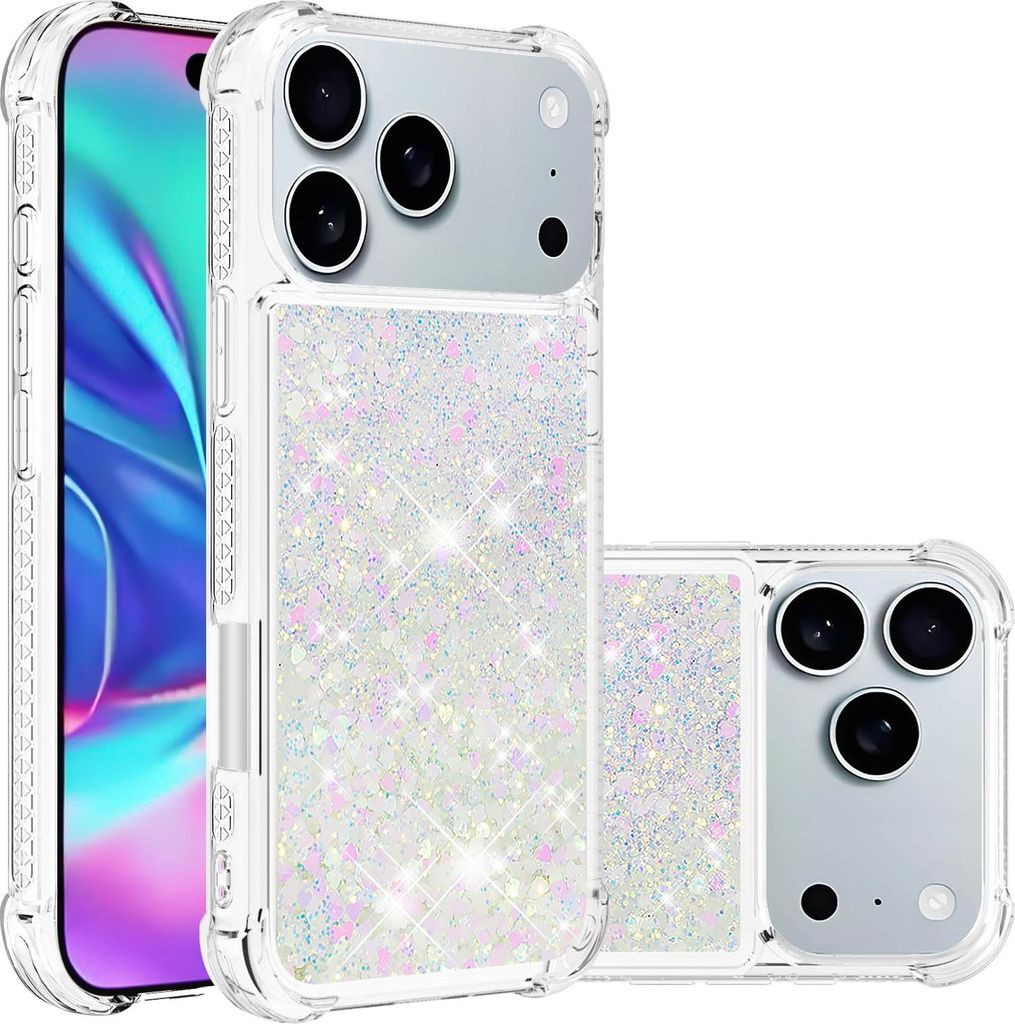 iPhone 17 Pro Hülle - Coverup Liquid Glitzer Back Cover - Weiß