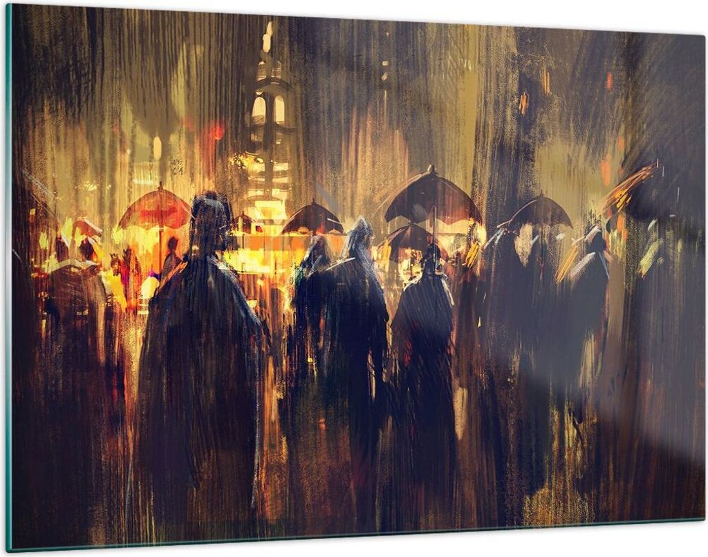 Bilder auf glas - Leute Regen so - 120x80cm - Glasbilder - Wandbilder - Kunstdruck - zum Aufhängen bereit - Wanddekoration aus Glas - Glas Bilder ...