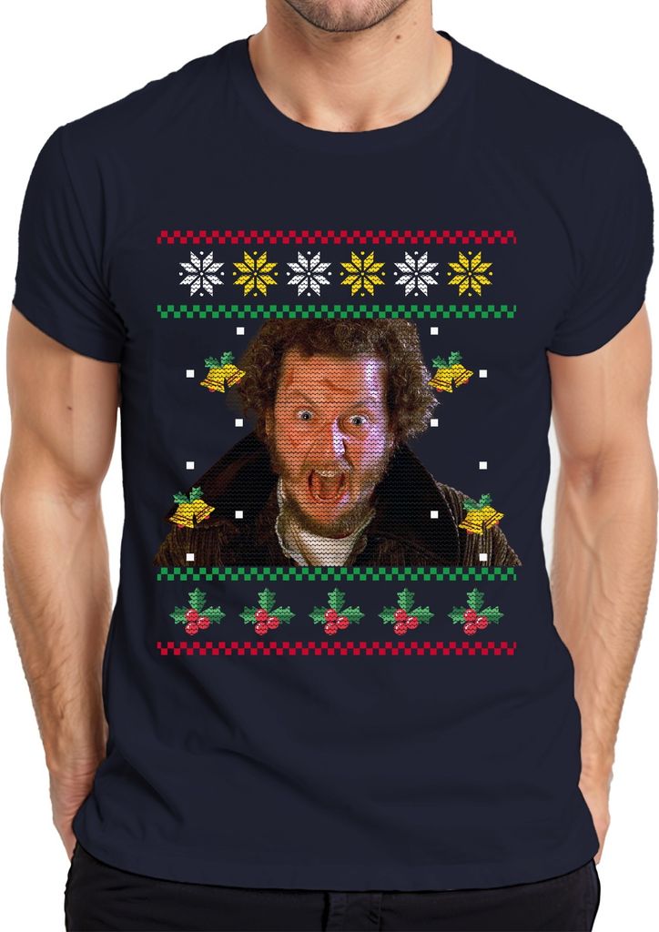Marv Kevin Allein Zuhause - Weihnachtsgeschenk Ugly Christmas Sweater Weihnachten Herren T-Shirt, Navy, 3XL