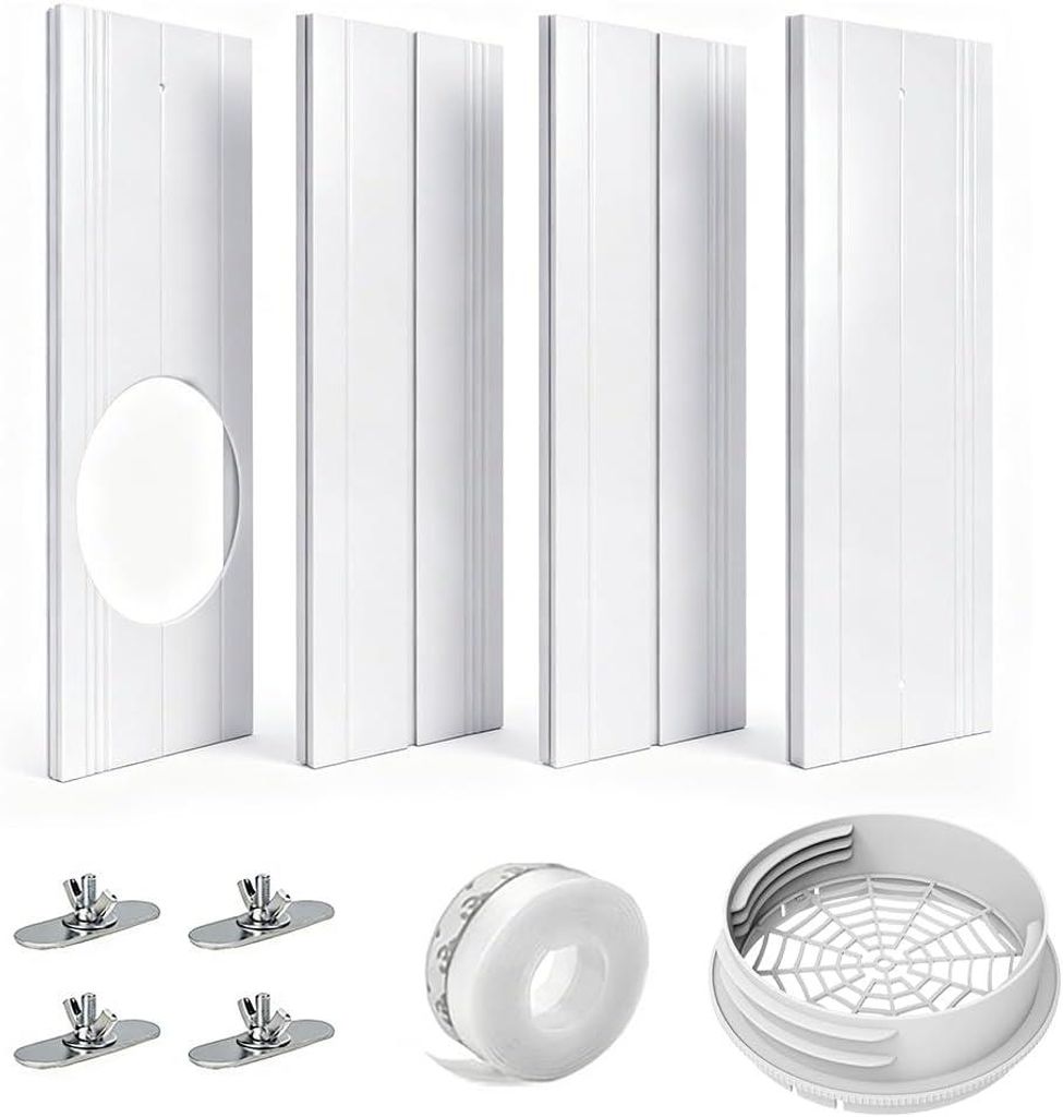 Fensterabdichtung Platte für Mobile Klimageräte, Fenster Klimaanlage Abdichtung für 15cm Auspuffschlauch, Justierbare Länge 43-140cm(17-55in)