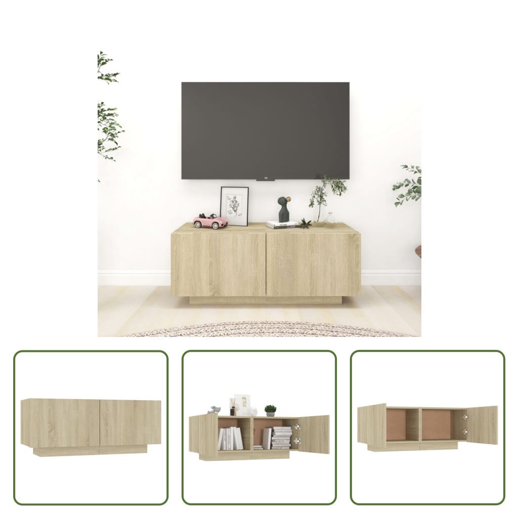The Living Store TV-Schrank Sonoma-Eiche 100x35x40 cm Holzwerkstoff