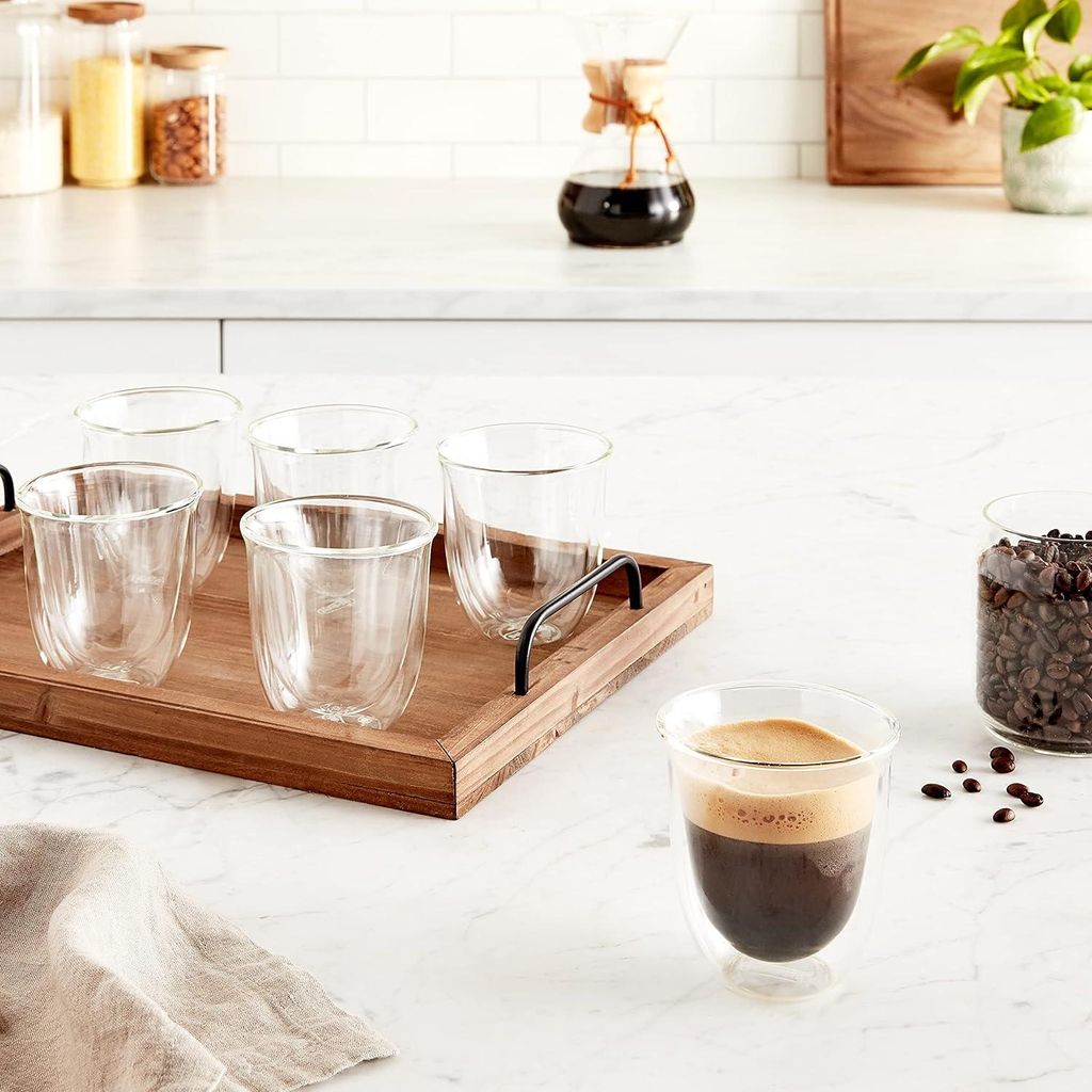 DLKC301 Cremige Kollektion Doppelwandige Thermo-Cappuccino-Gläser - Set von 6 - Spülmaschinenfest - 190 ml - Transparent - DeLonghi Cappuccino-Gl...