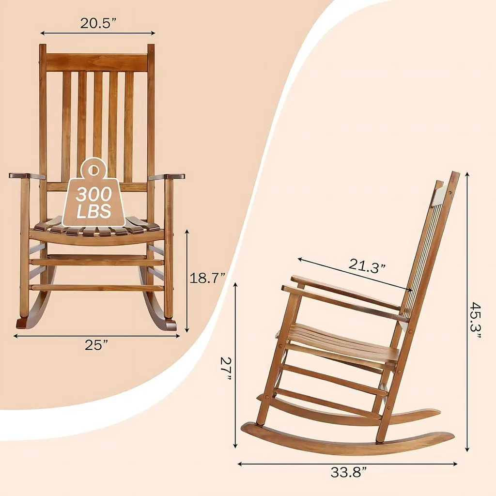 Fauteuil à bascule ergonomique aspect bois résistant tout temps 110cm