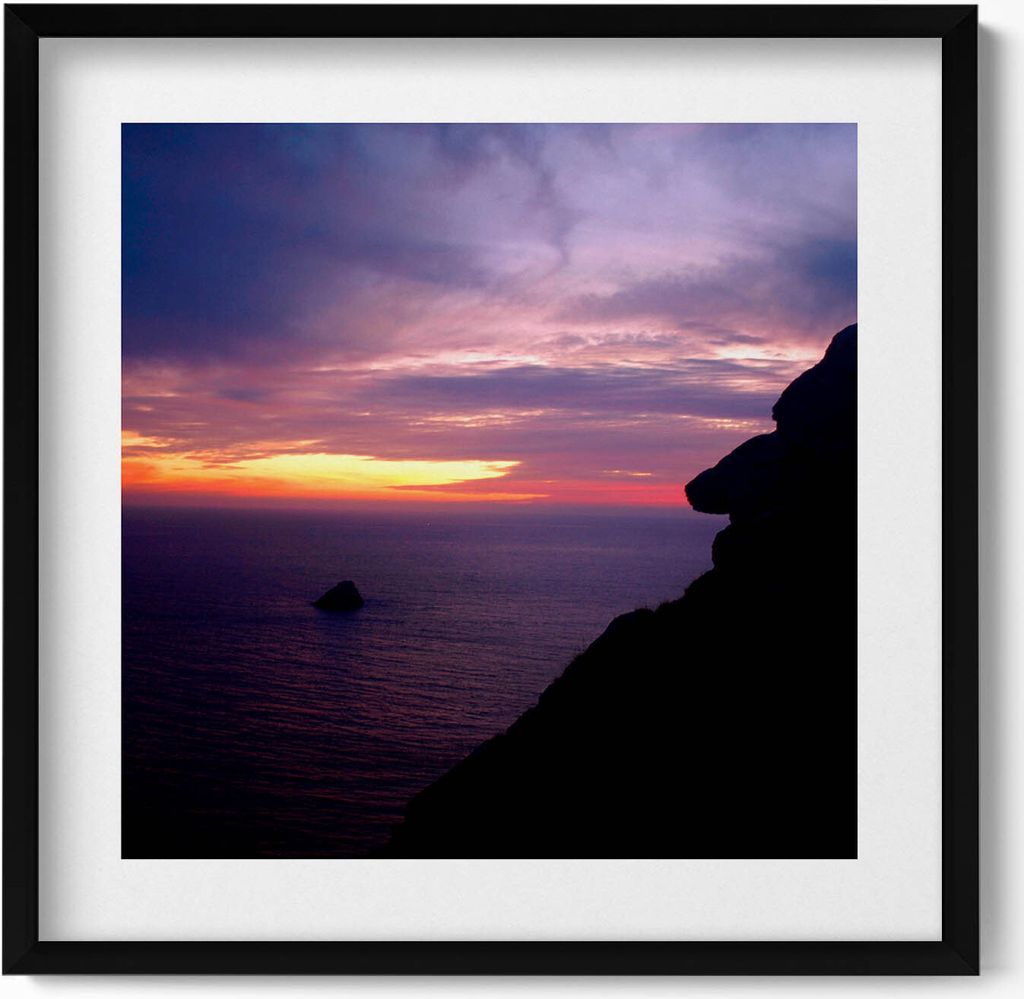 Kopf aus Stein– Wandbild mit Rahmen – Gerahmtes Bild – Wanddekoration – 50x50 cm – Schwarz Rahmen