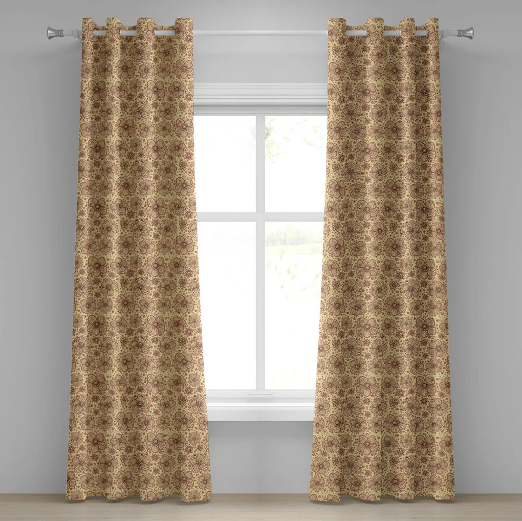 Rideau anti vis-à-vis motif fleurs rubis 280x245cm déco chambre chic