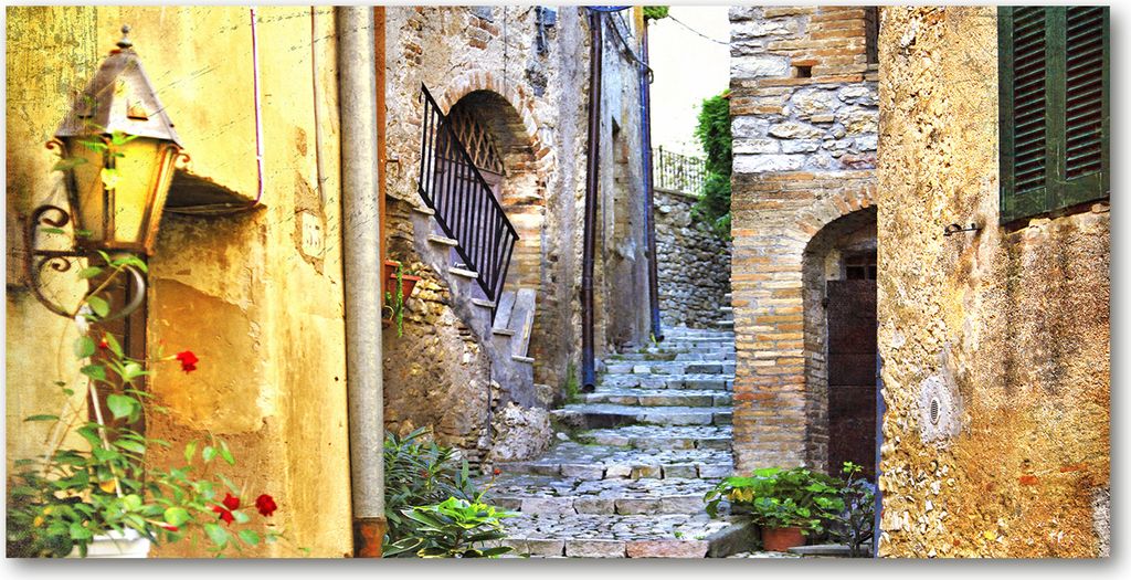 Tulup Leinwandbild - 140x70 cm - Wandkunst - Drucke auf Leinwand - Leinwanddruck - Sehenswürdigkeiten & Architektur - Beige - Reizende Gasse