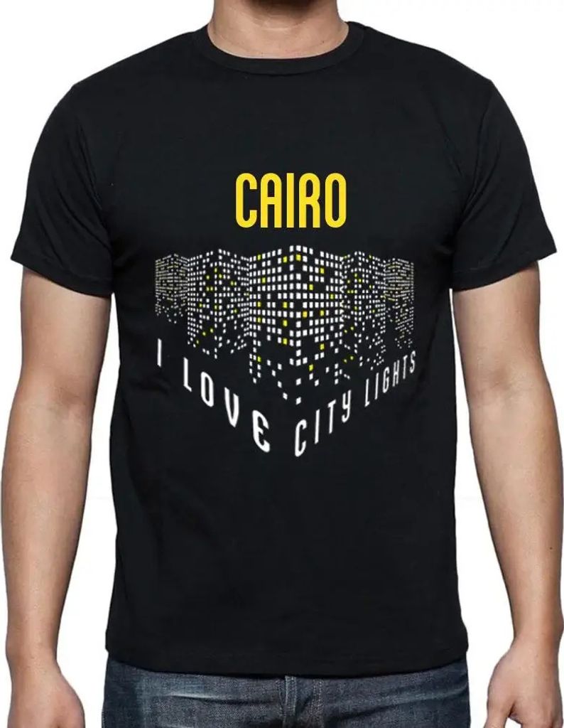 Herren Grafik T-Shirt Ich liebe Kairoer Lichter – I Love Cairo Lights – Öko-Verantwortlich Vintage Jahrgang Kurzarm Lustige Druck Geburtstag G...