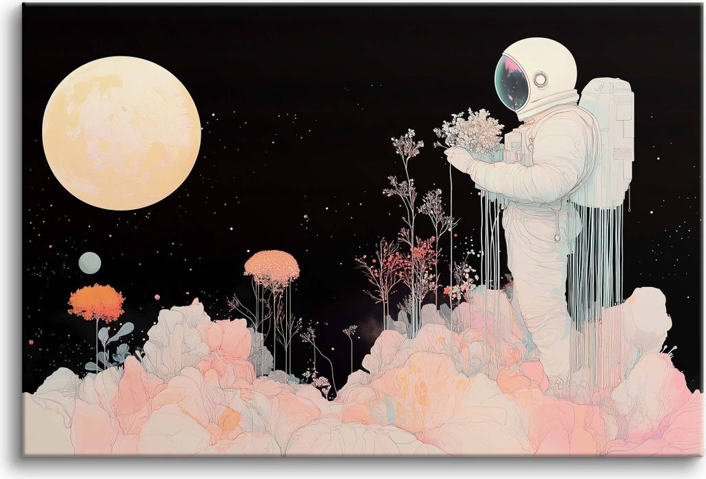 Abstraktes Leinwandbild für die Wand – Wanddekoration für das Schlafzimmer – Astronaut