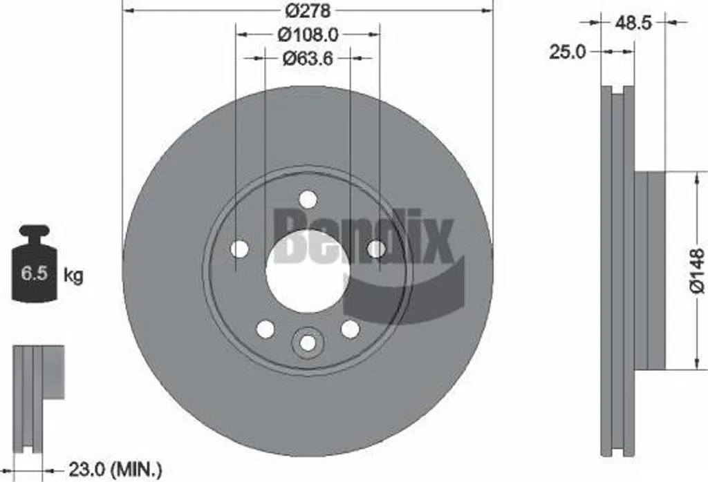 BENDIX BDS1505 Disque de frein en alliage renforcé pour Volvo V40 31341642