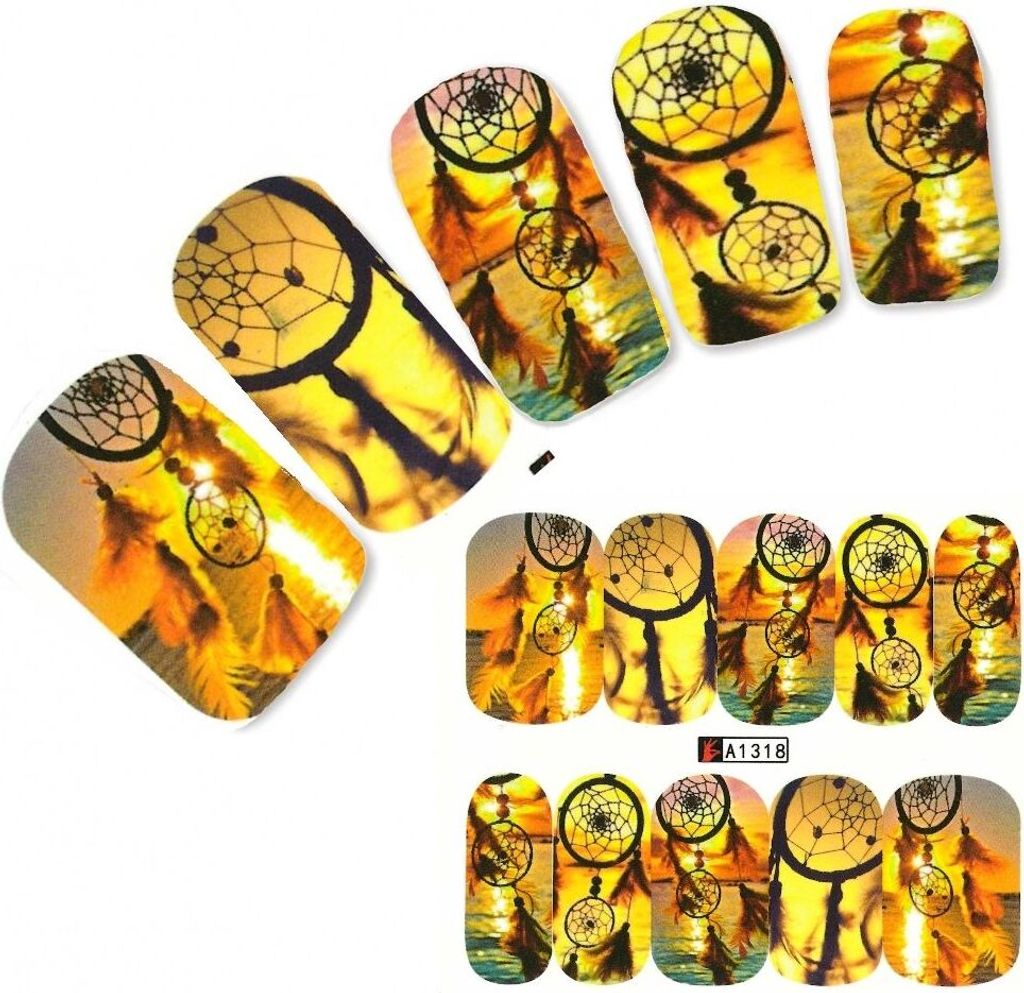 Tattoo Nail Traumfänger Federn Aufkleber Nagel Sticker