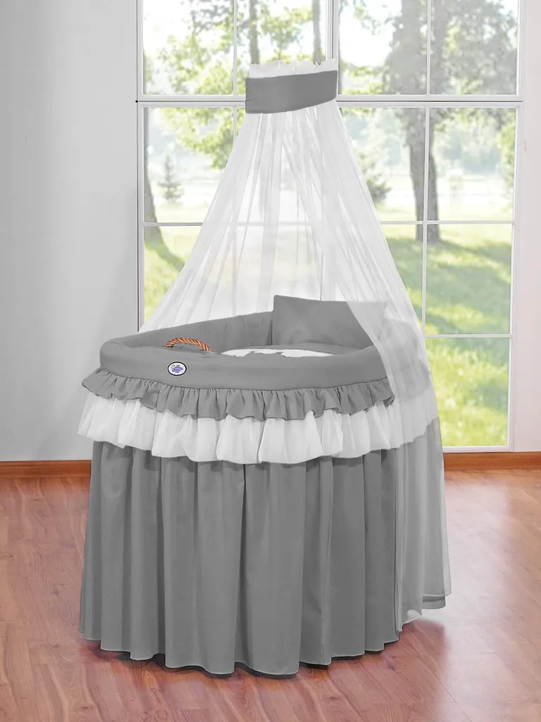 Lit de Bébé avec Baldaquin Protecteur Gris Naturel et Matelas Sécurisé