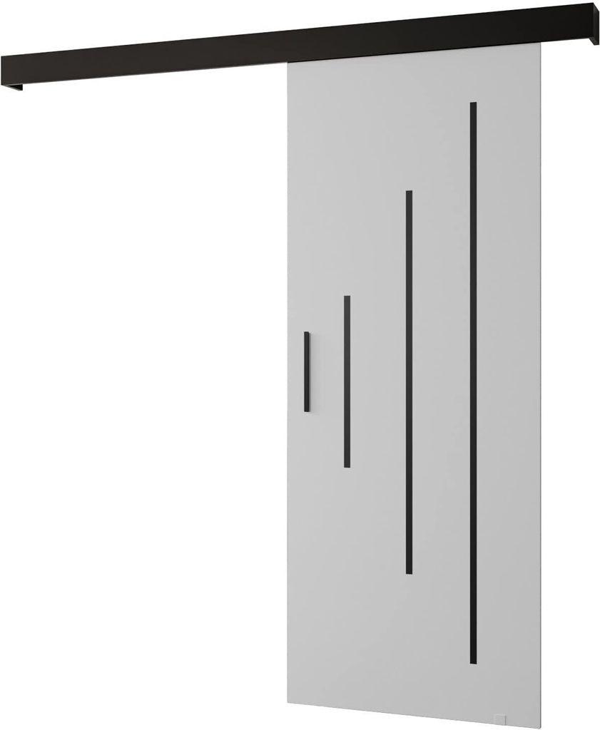 MEBLE KRYSPOL Salwador Y Schiebetür, 90x204 cm, Weiß, Schwarz , Schwarz