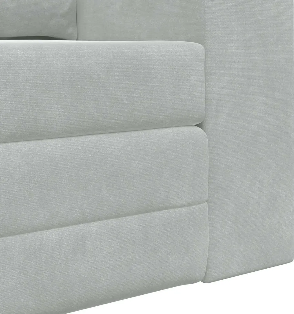 Petit canapé convertible gris clair en velours pour optimiser l'espace - 8