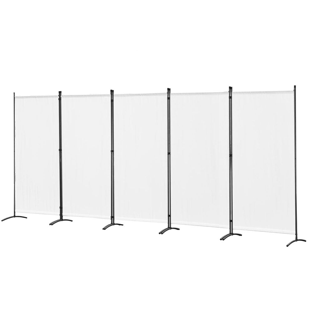 Angel Living 5 Teilig Paravent Innen Raumteiler Trennwand Faltbarer Raumteiler Sichtschutzwand Innen für Terrasse Balkon 405x169cm Weiß