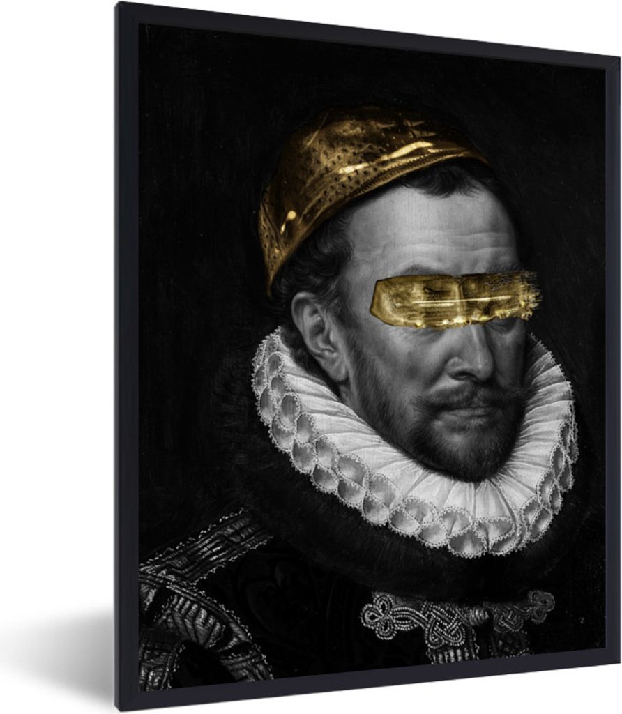 MuchoWow Gerahmtes Poster Wilhelm von Oranien - Adriaen Thomasz - Gold 30x40 cm - Poster mit Schwarzem Bilderrahmen Wandposter Rahmen Foto Bilder...