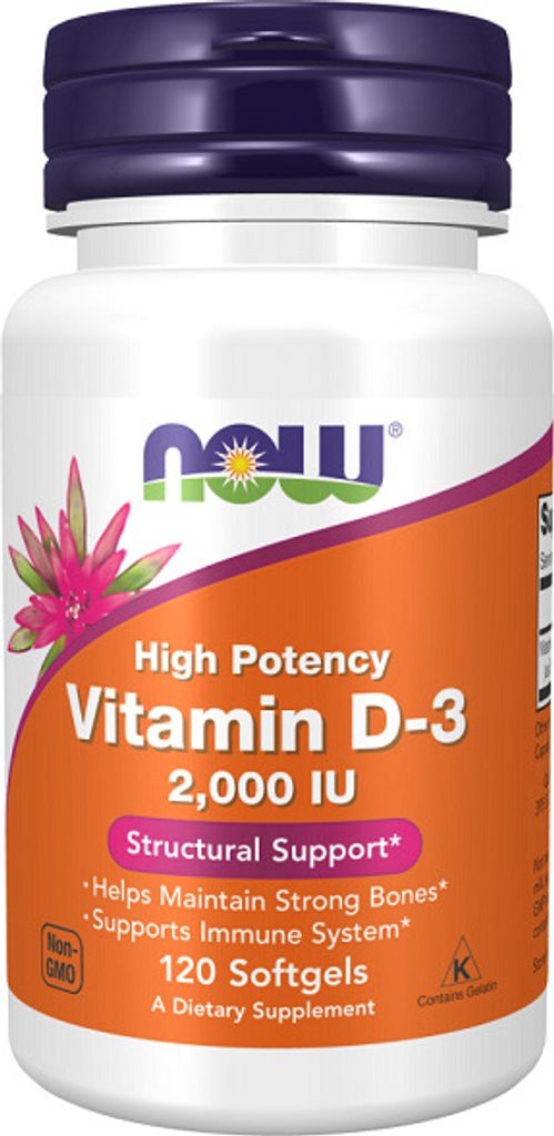 Vitamin D3 2000 IU (50mcg) 120 Weichkapseln Now Foods Produktbild 