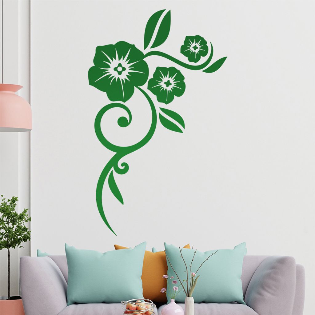 Blume - Linien Wandtattoo in 6 Größen - Wandaufkleber Wall Sticker - Dekoration, Küche, Wohnzimmer, Schlafzimmer, Badezimmer