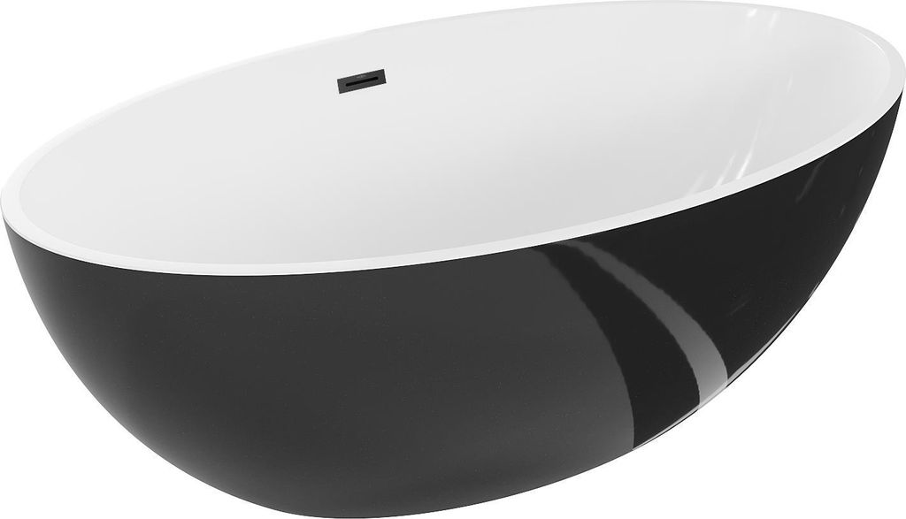 Mexen Nike freistehende Badewanne 175 x 100 cm, weiß/schwarz, Abfluss schwarz - 54071751075-70