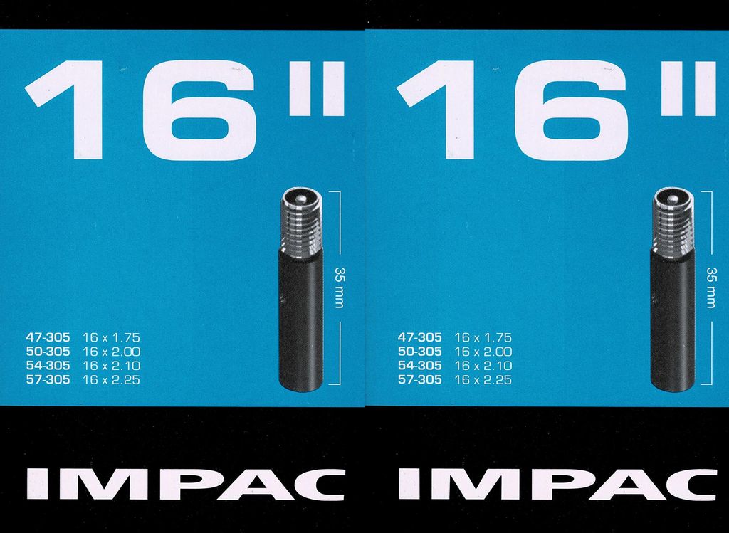 2x Impac 16 Zoll AV Schlauch Auto Schrader Ventil 47 - 57 Produktbild 