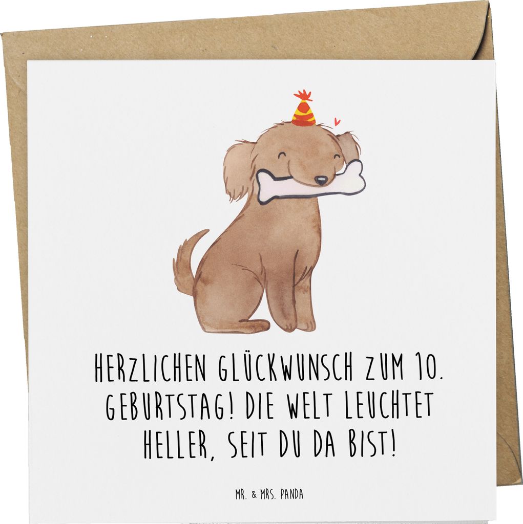 Mr. & Mrs. Panda Grußkarte 10. Geburtstag Jubiläum - Weiß - Geschenk, feiern, faltkarte, Klappkarte, Geburtstagsgeschenk, anlasskarte, leuchtend...