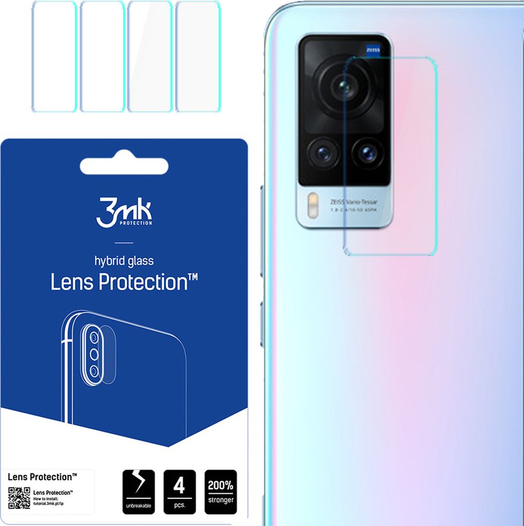 3mk Hybridglas Lens Protection für Vivo X60t 5G Kamera Objektiv Kameralinse 0,16mm 6H (4 Stück)