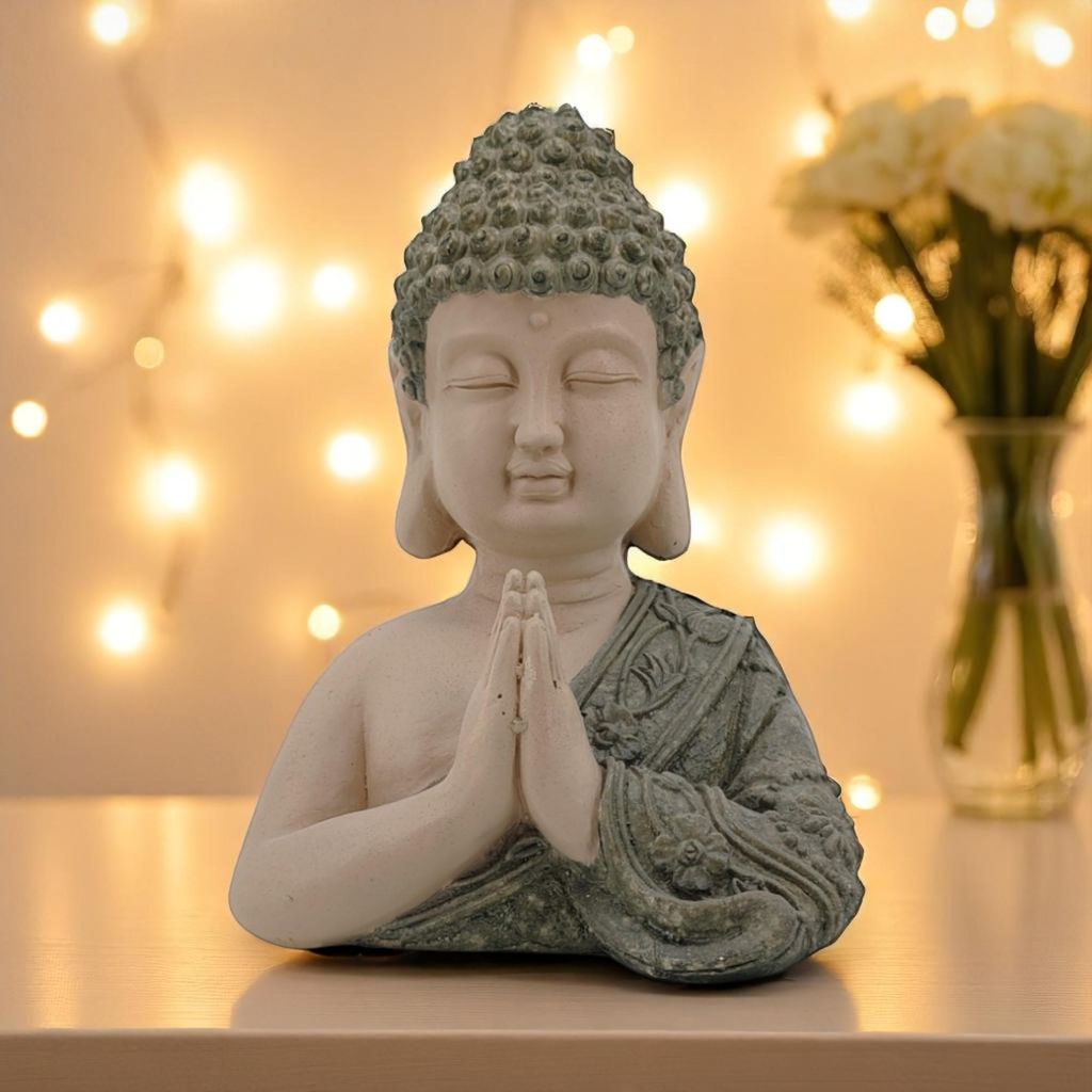 Kunststein Garten-Figur Buddha 24 x 33cm Dekofigur Skulptur Produktbild 
