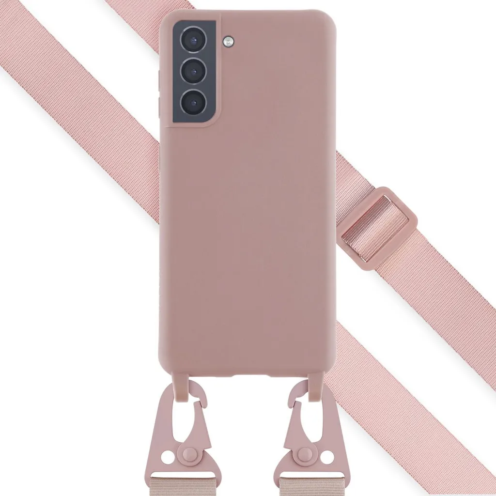 Cover Samsung S21 Rosa Sabbia Selencia: Chic con Cinturino Moda